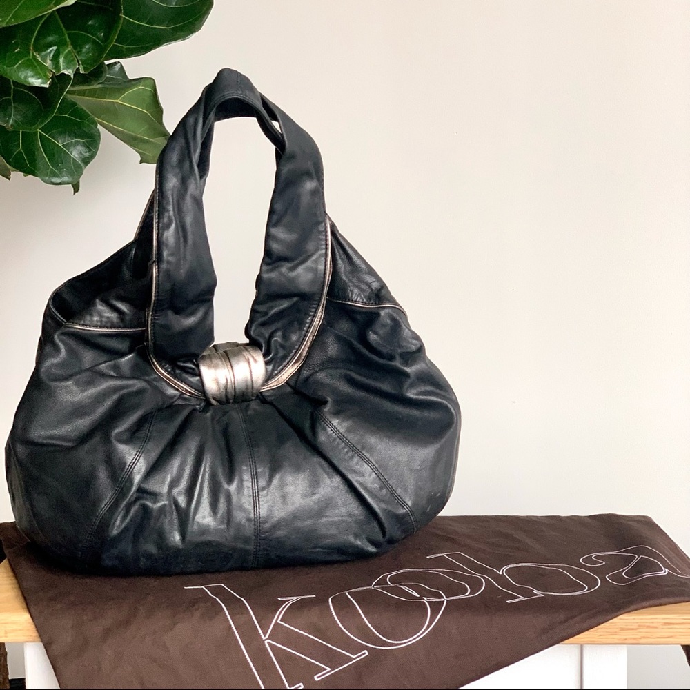 Kooba Black Leather BoHo Shoulder Bag